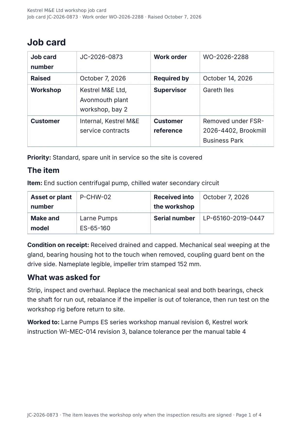 The document DocMake makes from the Job Card template